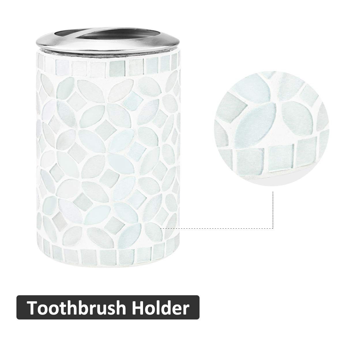 Pearl White Copper Leaf Tile Method Handmade Red Glass Mosaic Bathroom Accessories Set