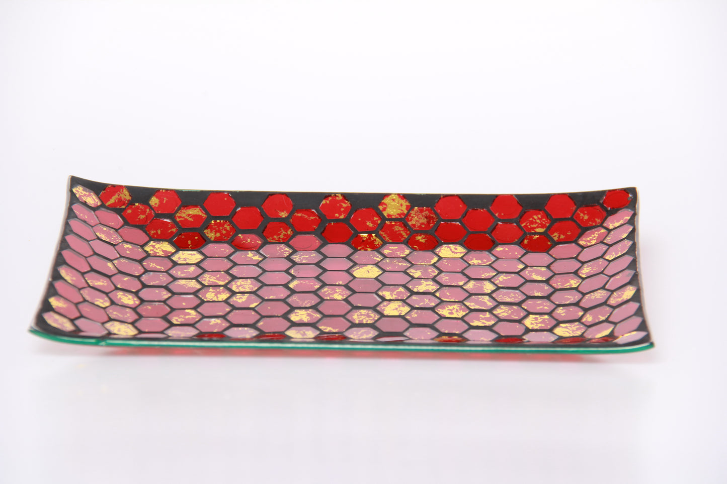 Red Gold Honeycomb Handmade Red Glass Mosaic Bathroom Accessories Set 4