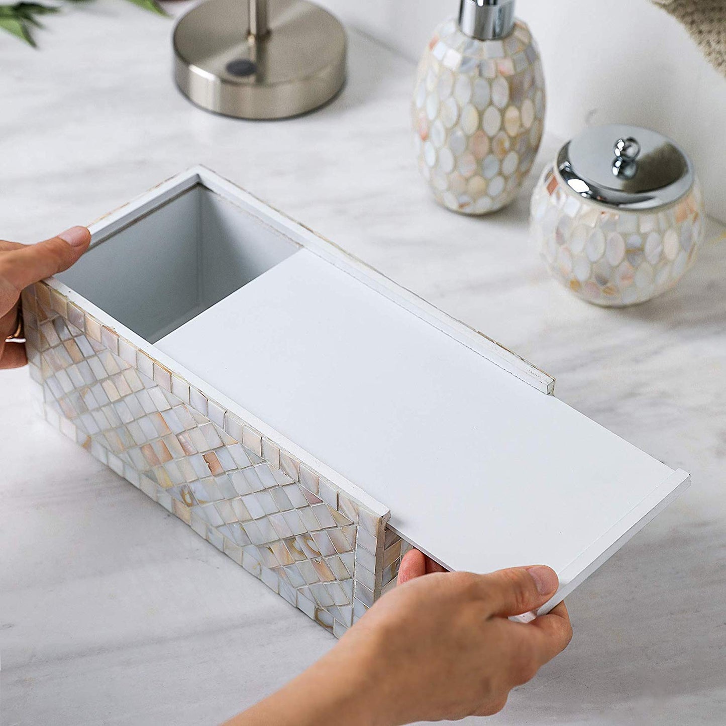 ShineyGreyGlassMosaicBathroomAccessoriesSet_1