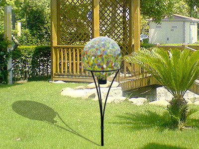 10-inch Gazing Ball for Garden - Crackled Glass Mosaic Gazing Globe for Outside