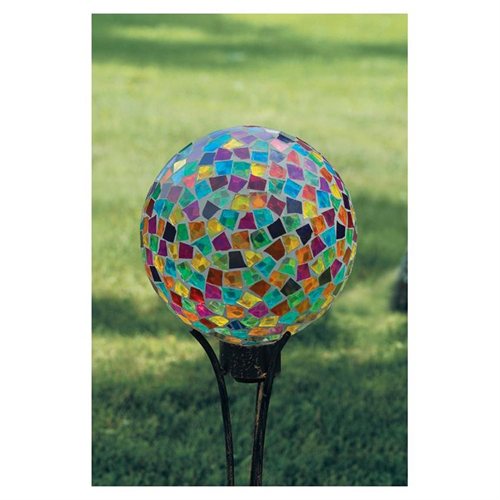 10-inch Gazing Ball for Garden - Crackled Glass Mosaic Gazing Globe for Outside