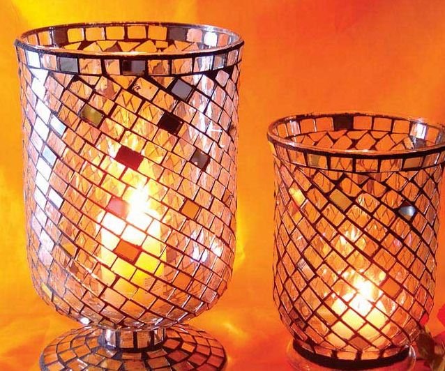 Mosaic Candle Holder Stained Glass Home Decoration Table Candlestick Scented Candle Stand Tealight Holders Table Centerpieces
