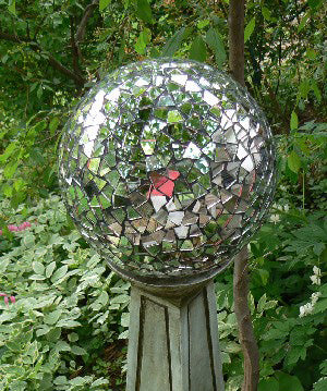 10-inch Gazing Ball for Garden - Crackled Glass Mosaic Gazing Globe for Outside