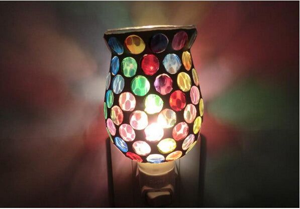 Mosaic Glass Plug-in Fragrance Wax Melt Warmer, Decorative Pluggable Night Light
