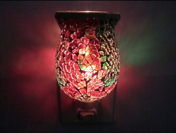 Mosaic Glass Plug-in Fragrance Wax Melt Warmer, Decorative Pluggable Night Light