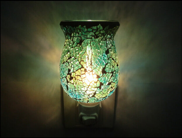 Mosaic Glass Plug-in Fragrance Wax Melt Warmer, Decorative Pluggable Night Light