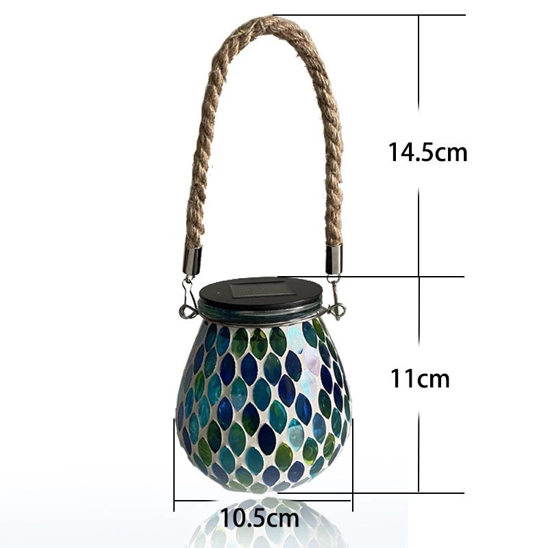 Handcrafted Hanging Mosaic Solar Lantern – Outdoor Glass Mosaic Garden Light for Patio, Tree & Balcony Décor