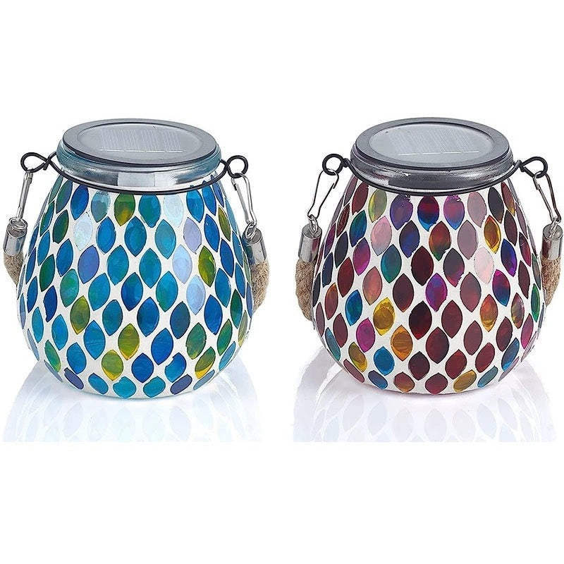 Handcrafted Hanging Mosaic Solar Lantern – Outdoor Glass Mosaic Garden Light for Patio, Tree & Balcony Décor