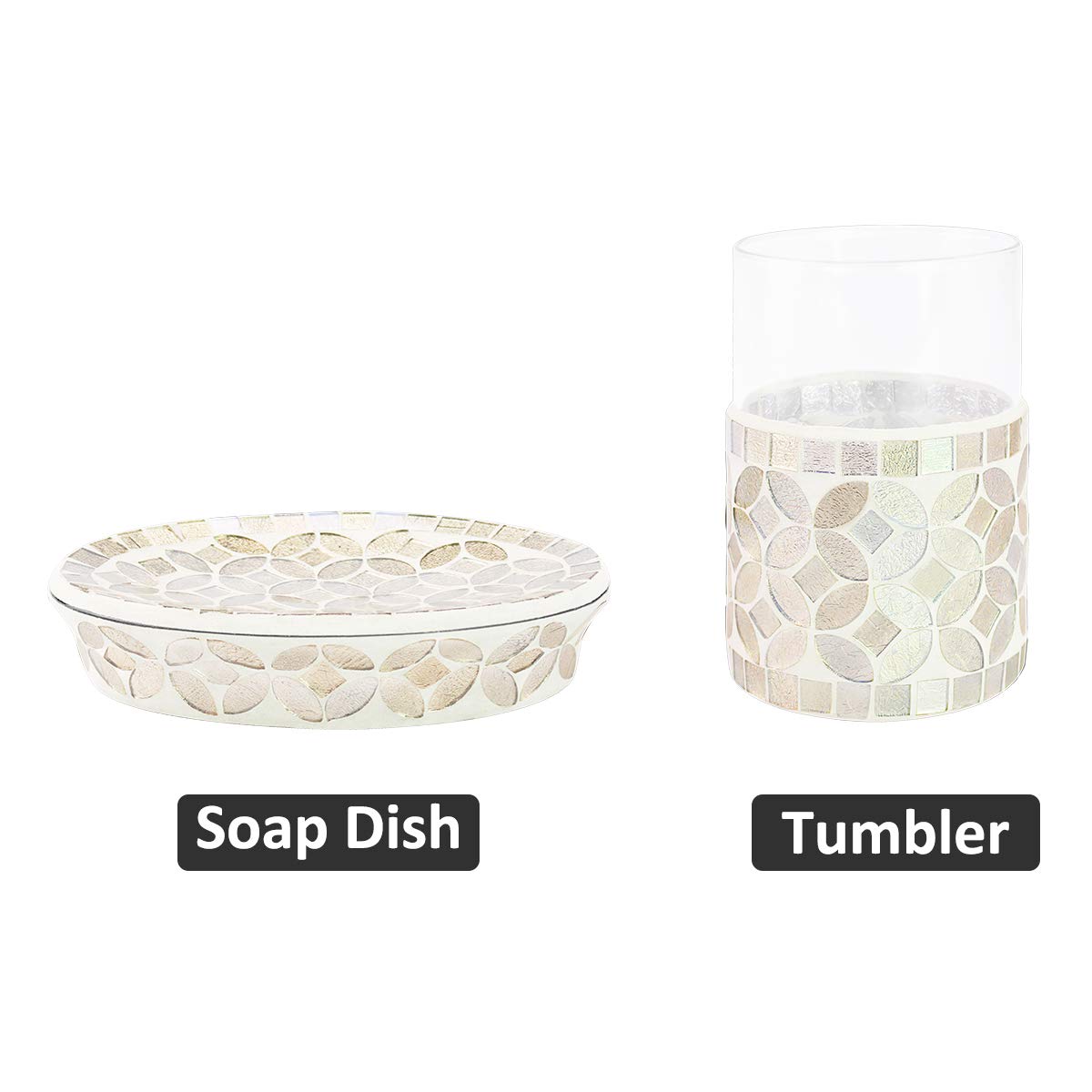 Shiney Grey Tile Handmade Glass Mosaic Bathroom Accessories Set 4 for Wholesale