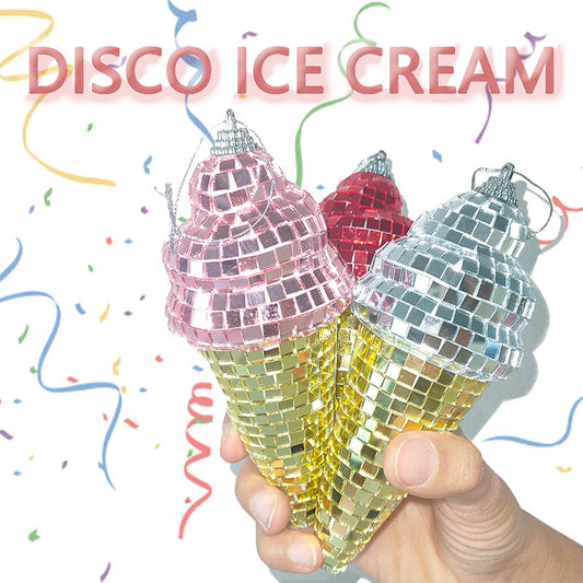 Handcrafted Mosaic Ice Cream Ornament – Hanging Mirror Glass Decoration for Party, Wedding & Room Décor