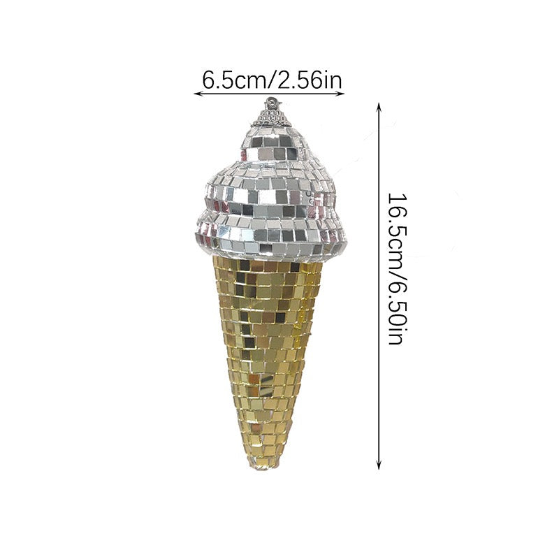 Handcrafted Mosaic Ice Cream Ornament – Hanging Mirror Glass Decoration for Party, Wedding & Room Décor