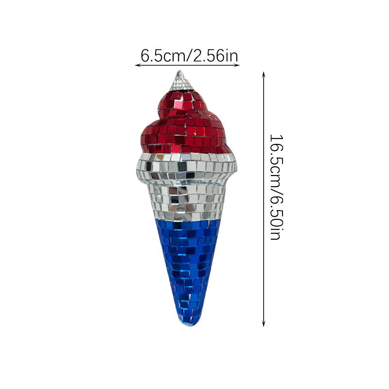 Handcrafted Mosaic Ice Cream Ornament – Hanging Mirror Glass Decoration for Party, Wedding & Room Décor