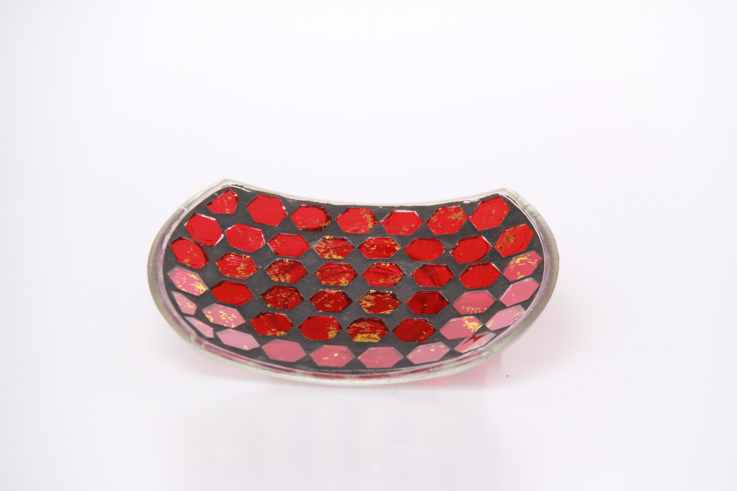 Red Gold Honeycomb Handmade Red Glass Mosaic Bathroom Accessories Set 4