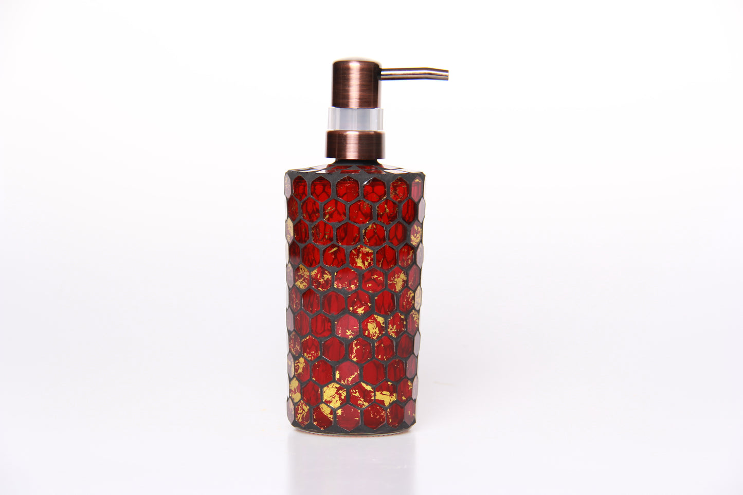 Red Gold Honeycomb Handmade Red Glass Mosaic Bathroom Accessories Set 4