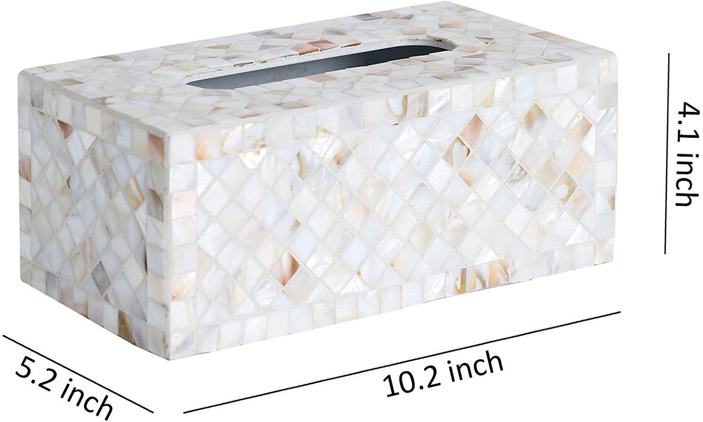 Nature Shell Bathroom Accessories Sets 4 Pcs | Luxurious Glass Soap Dispenser Toothbrush Holder Cotton Swab Jar Vanity Tray