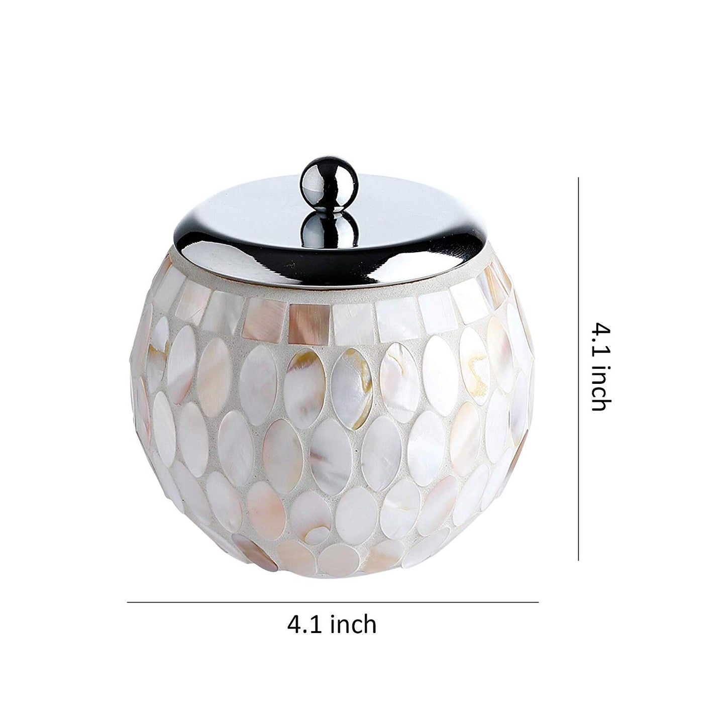 Nature Shell Bathroom Accessories Sets 4 Pcs | Luxurious Glass Soap Dispenser Toothbrush Holder Cotton Swab Jar Vanity Tray