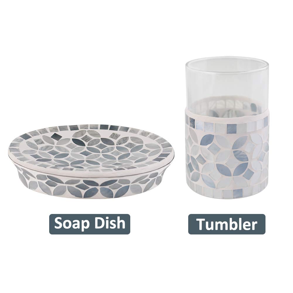 Shiney Grey Tile Handmade Glass Mosaic Bathroom Accessories Set 4 for Wholesale