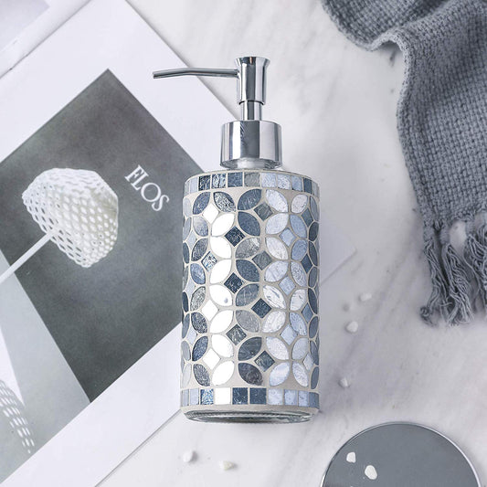 Handmade Silver Glass Mosaic Soap Dispenser