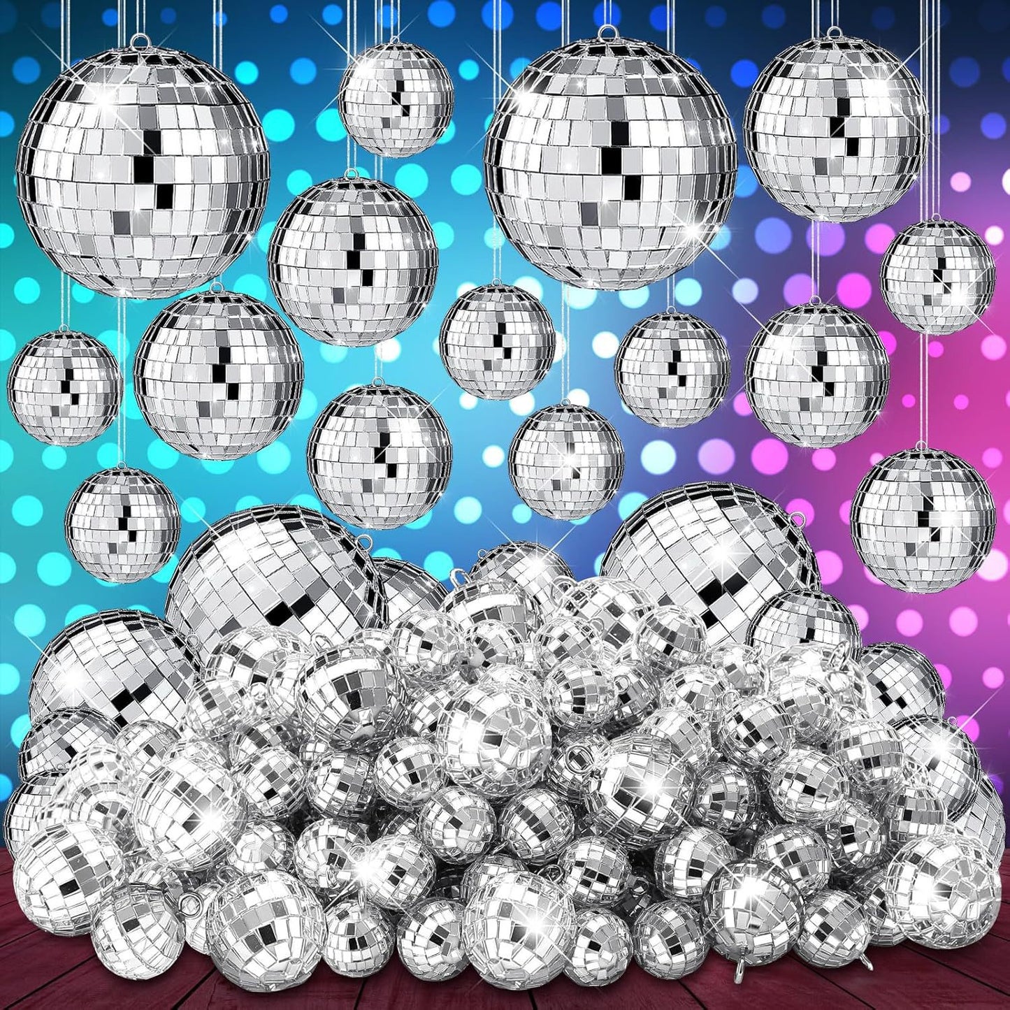 Silver Glass Mosaic Decorative Ball, Handcrafted Reflective Glass Sphere for Home and Retail Décor