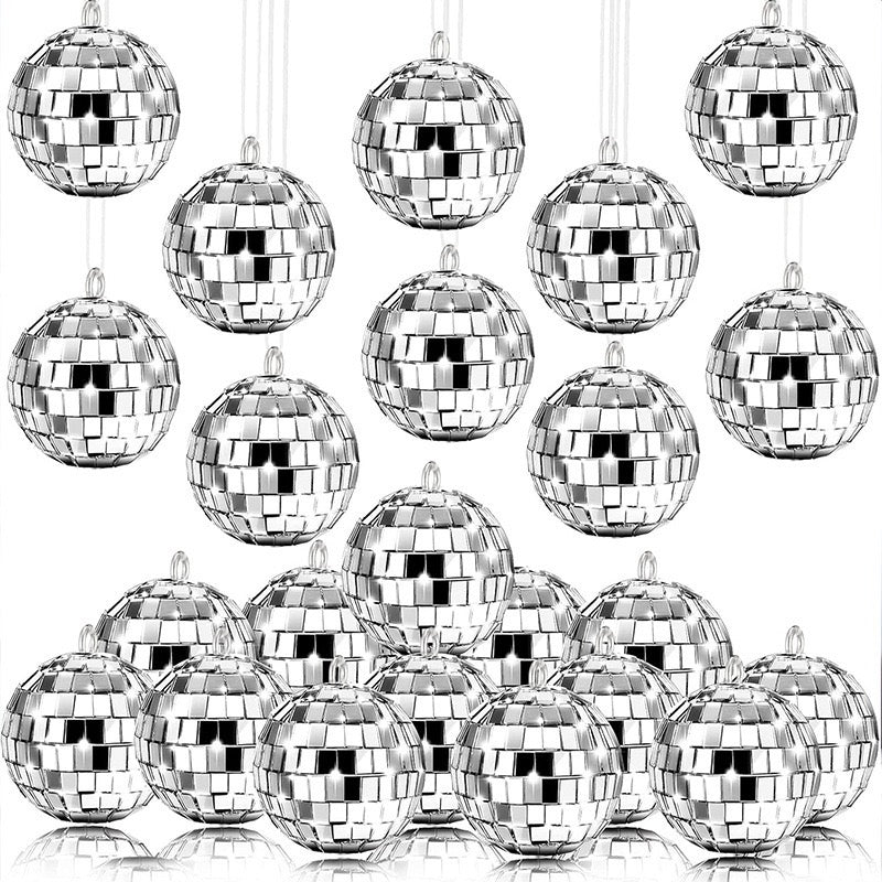 Silver Glass Mosaic Decorative Ball, Handcrafted Reflective Glass Sphere for Home and Retail Décor
