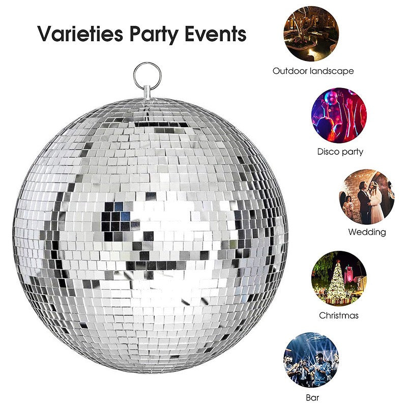 Silver Glass Mosaic Decorative Ball, Handcrafted Reflective Glass Sphere for Home and Retail Décor