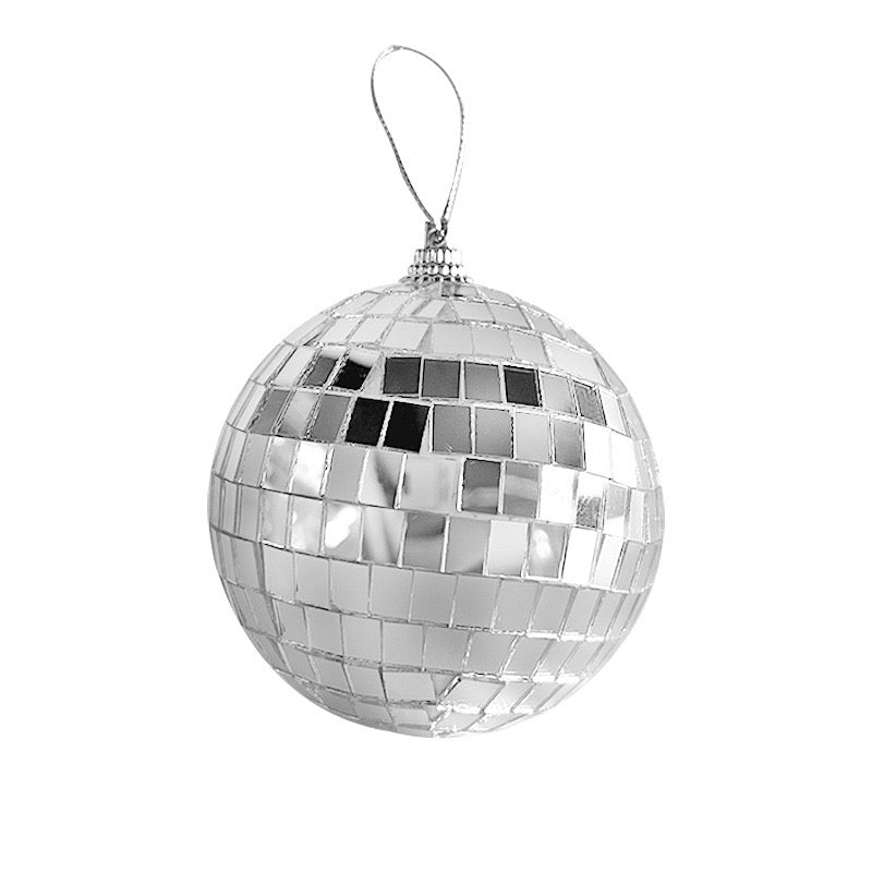 Silver Glass Mosaic Decorative Ball, Handcrafted Reflective Glass Sphere for Home and Retail Décor