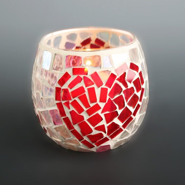 Glass mosaic candle holder，Votive Candle Holders Handmade Cracked Tealight Holders for Fall Christmas Home Decorations