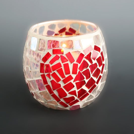 Glass mosaic candle holder，Votive Candle Holders Handmade Cracked Tealight Holders for Fall Christmas Home Decorations