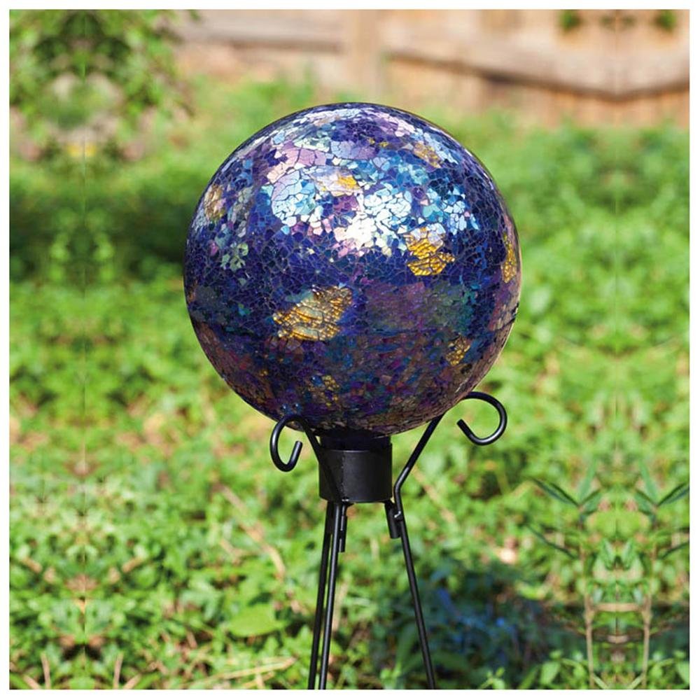 10-inch Gazing Ball for Garden - Crackled Glass Mosaic Gazing Globe for Outside