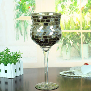 glass mosaic goblet candle holder_1