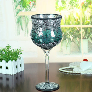 glass mosaic goblet candle holder