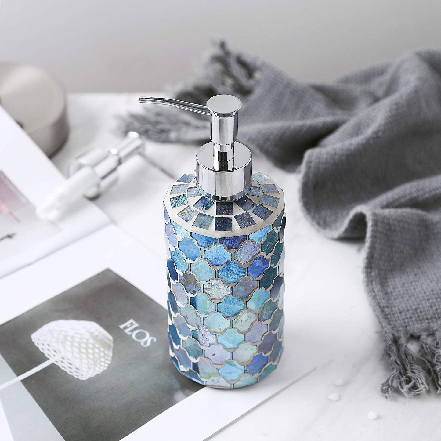 Handmade Silver Glass Mosaic Soap Dispenser