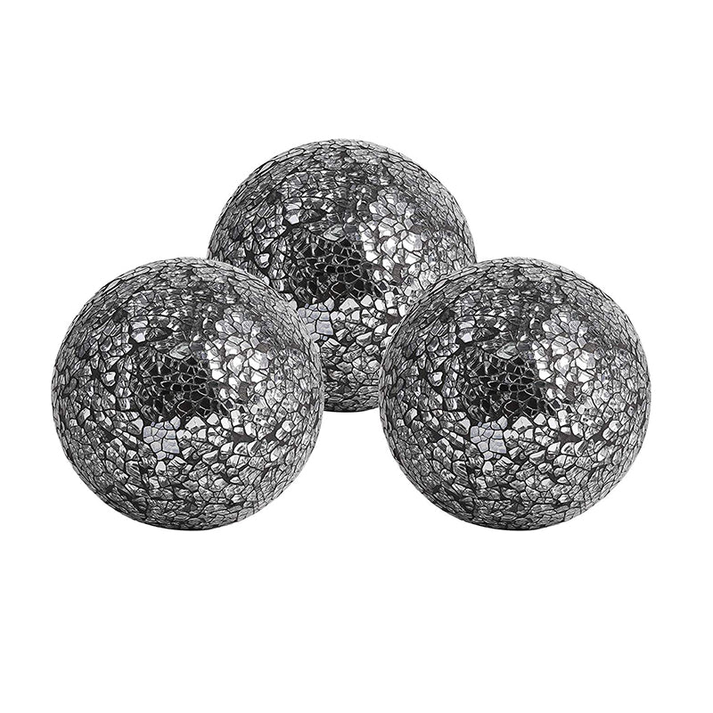 Black glass mosaic decorative ball with handcrafted mosaic texture for modern home décor