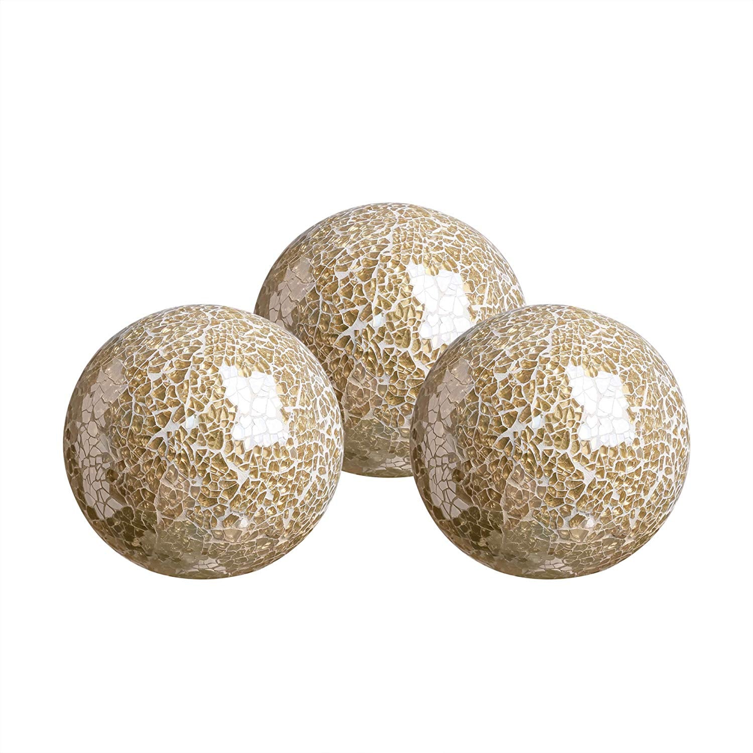 Gold glass mosaic decorative ball with reflective handcrafted surface for luxury home décor