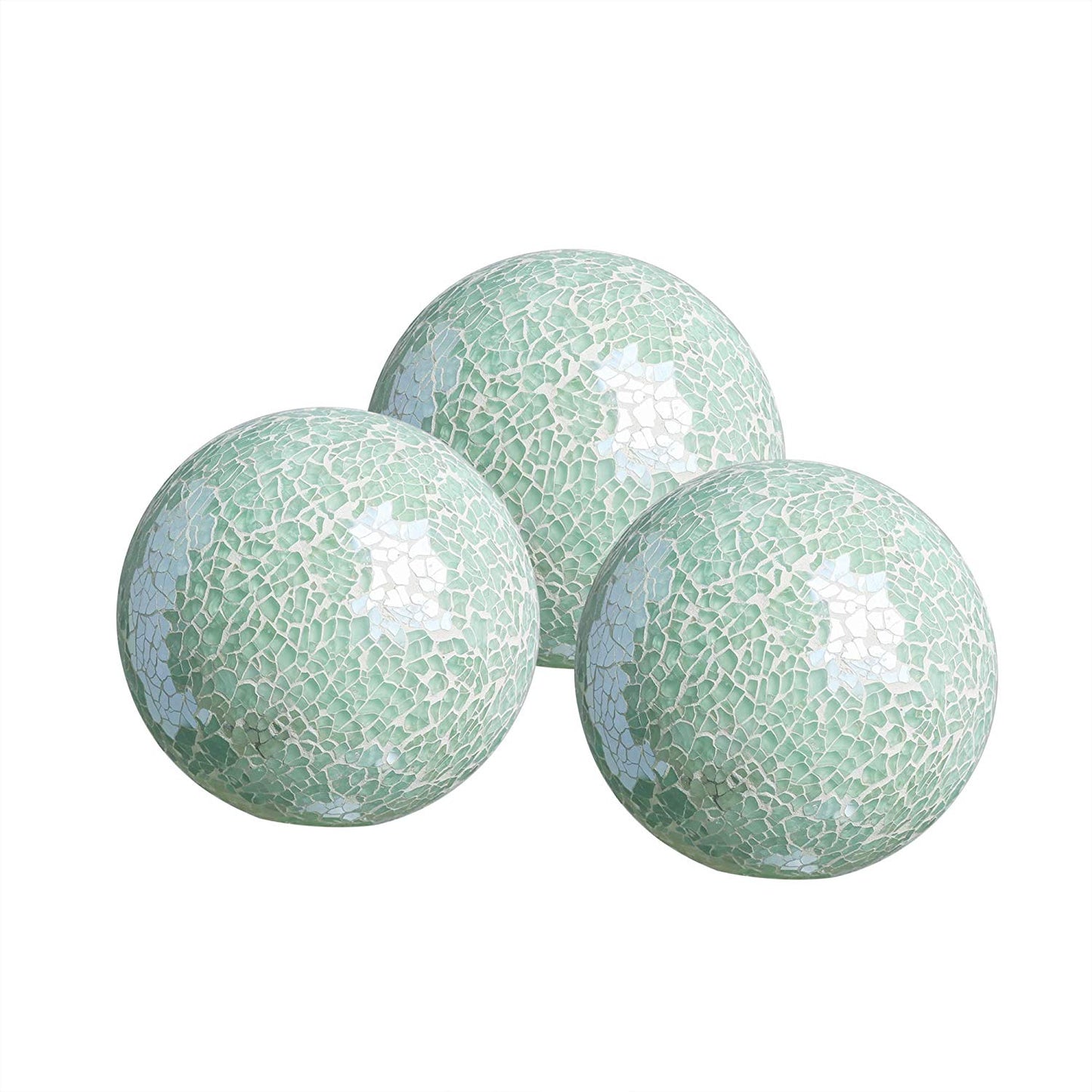 Green glass mosaic decorative ball with handcrafted mosaic surface for tabletop home décor