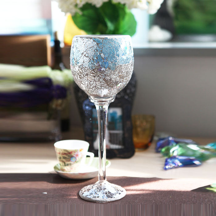 glass mosaic goblet candle holder