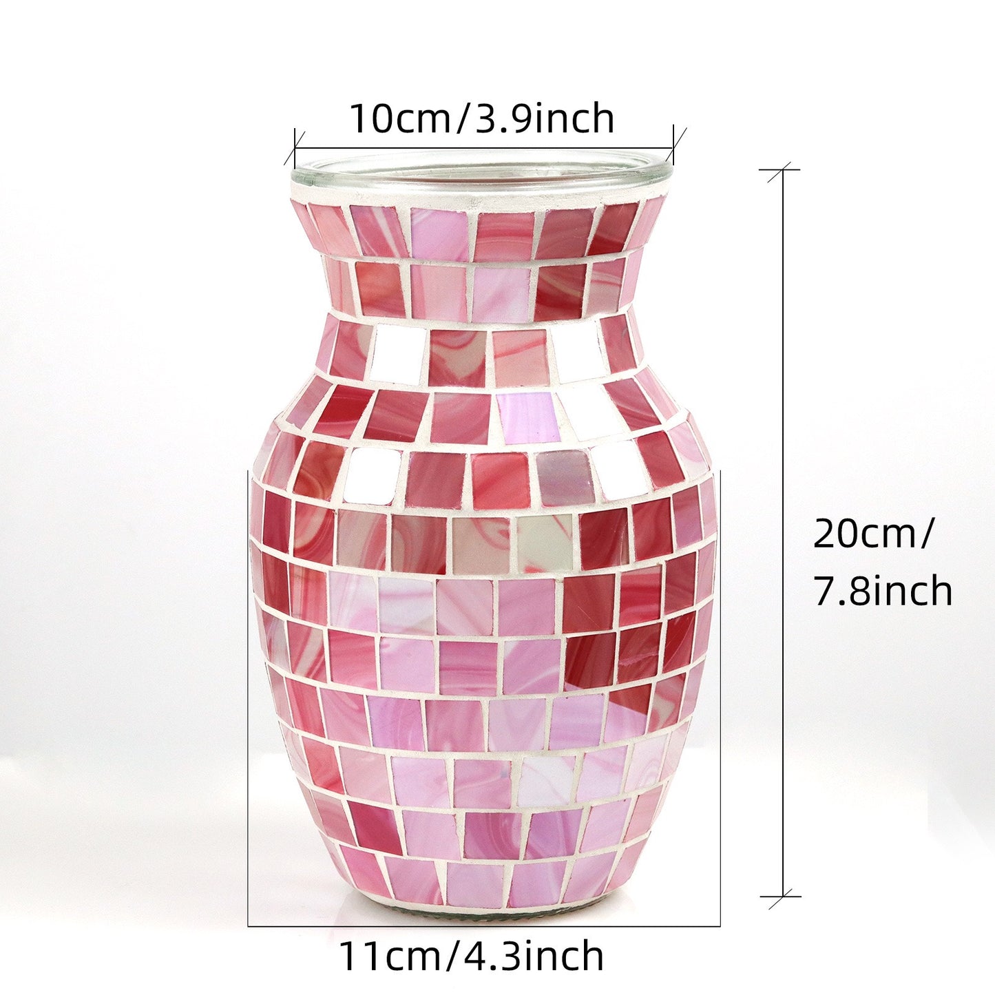 Mosaic Vase, Glass Blue Flower Vases for Centerpieces, Handmade Bud Vase for Wedding Flower Arrangement, Living Room, Kitchen, Home Decor
