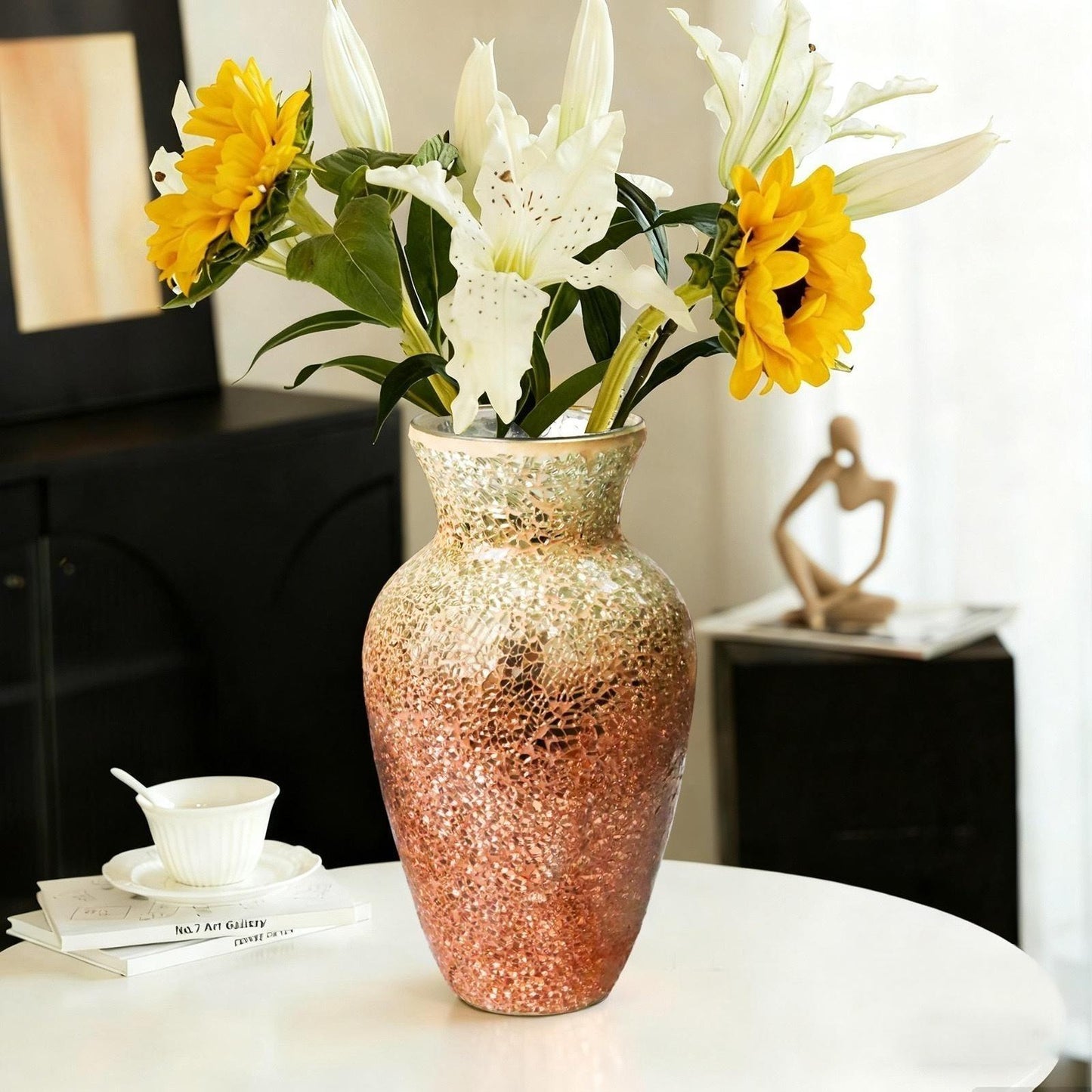 Handcrafted Mosaic Glass Flower Vase – Retail Display Decorative Centerpiece for Supermarkets & Stores