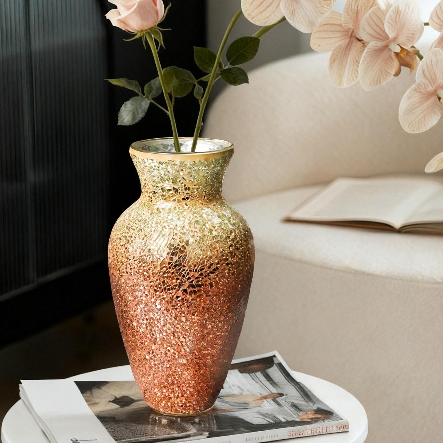 Handcrafted Mosaic Glass Flower Vase – Retail Display Decorative Centerpiece for Supermarkets & Stores