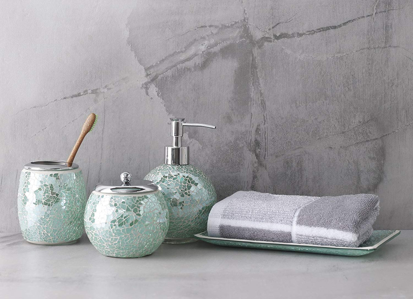 handmade glass mosaic bathroom accessories