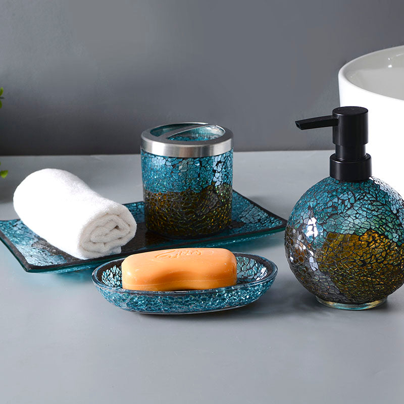 handmade glass mosaic bathroom accessories