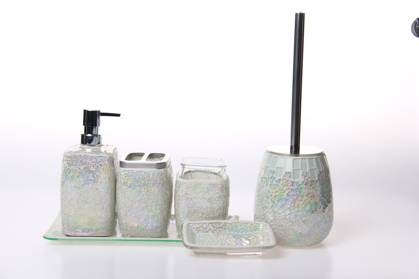 Pearl White Handcrafted Decorative Bathroom Accessories set 6 for Wholesale