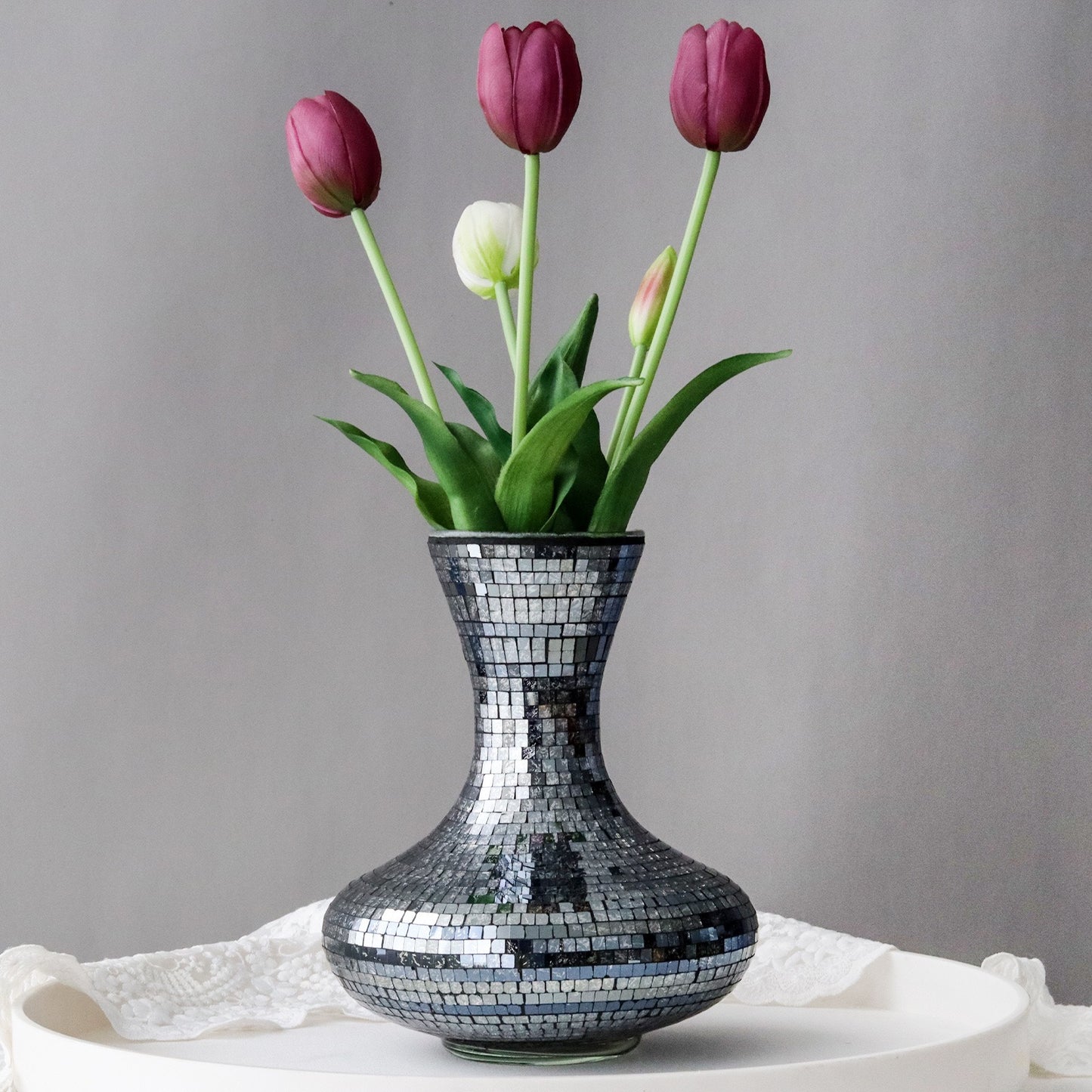 Reflective Mosaic Glass Flower Vase – Ideal for Bulk Orders & Retail Displays