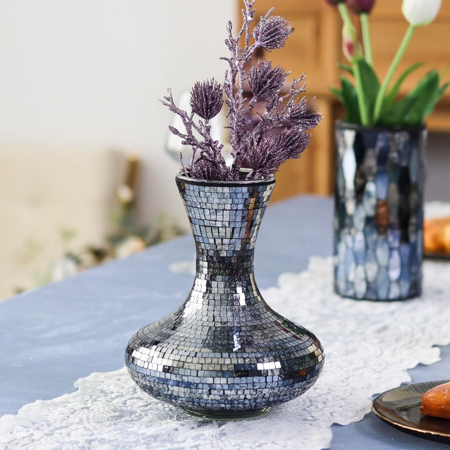 Reflective Mosaic Glass Flower Vase – Ideal for Bulk Orders & Retail Displays