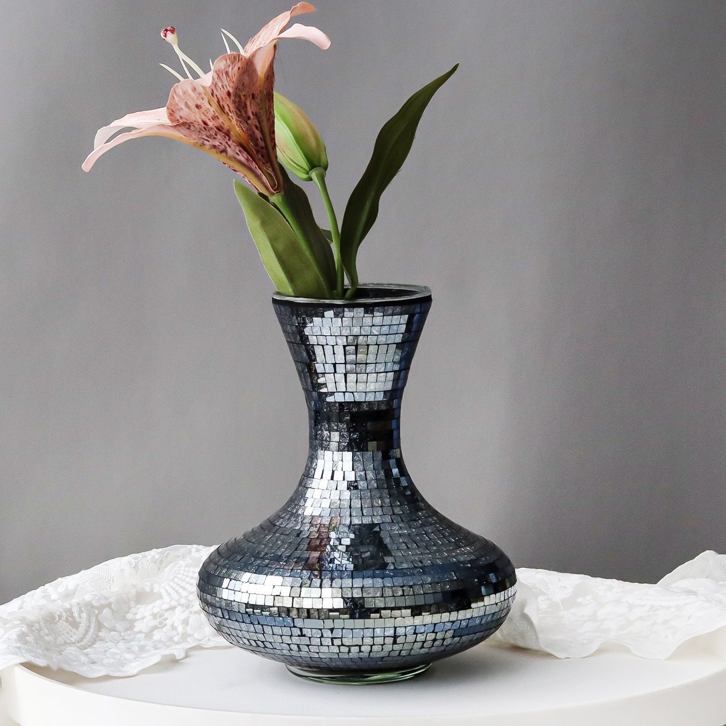Reflective Mosaic Glass Flower Vase – Ideal for Bulk Orders & Retail Displays