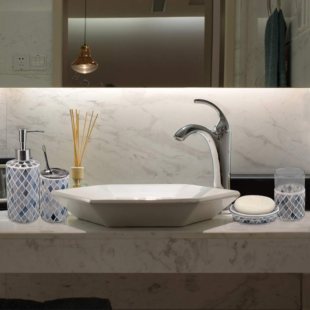 shineygreyglassmosaicbathroomaccessories